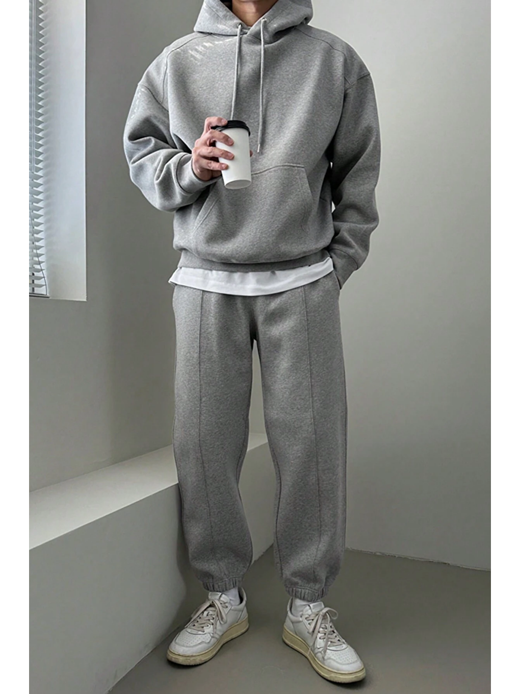 Gri Erkek Eşofman Takımı Şardonlu 3 İplik İçi Polarlı Günlük Eşofman Takımı 3İPLİK-TAKIM