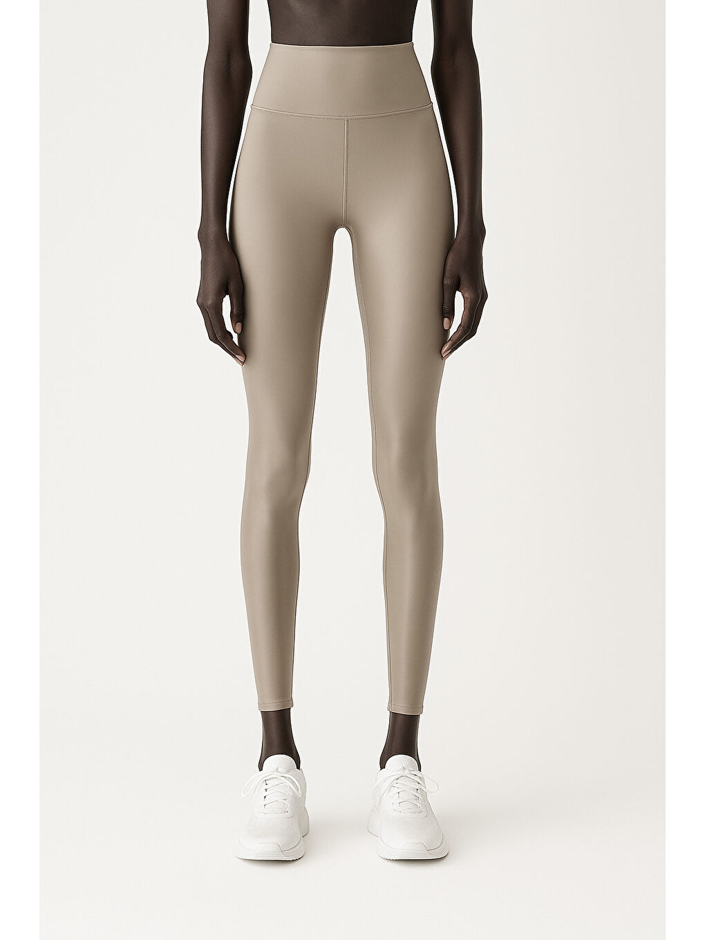 Bej Kadın Yüksek Bel Toparlayıcı Tam Boy Spor Tayt