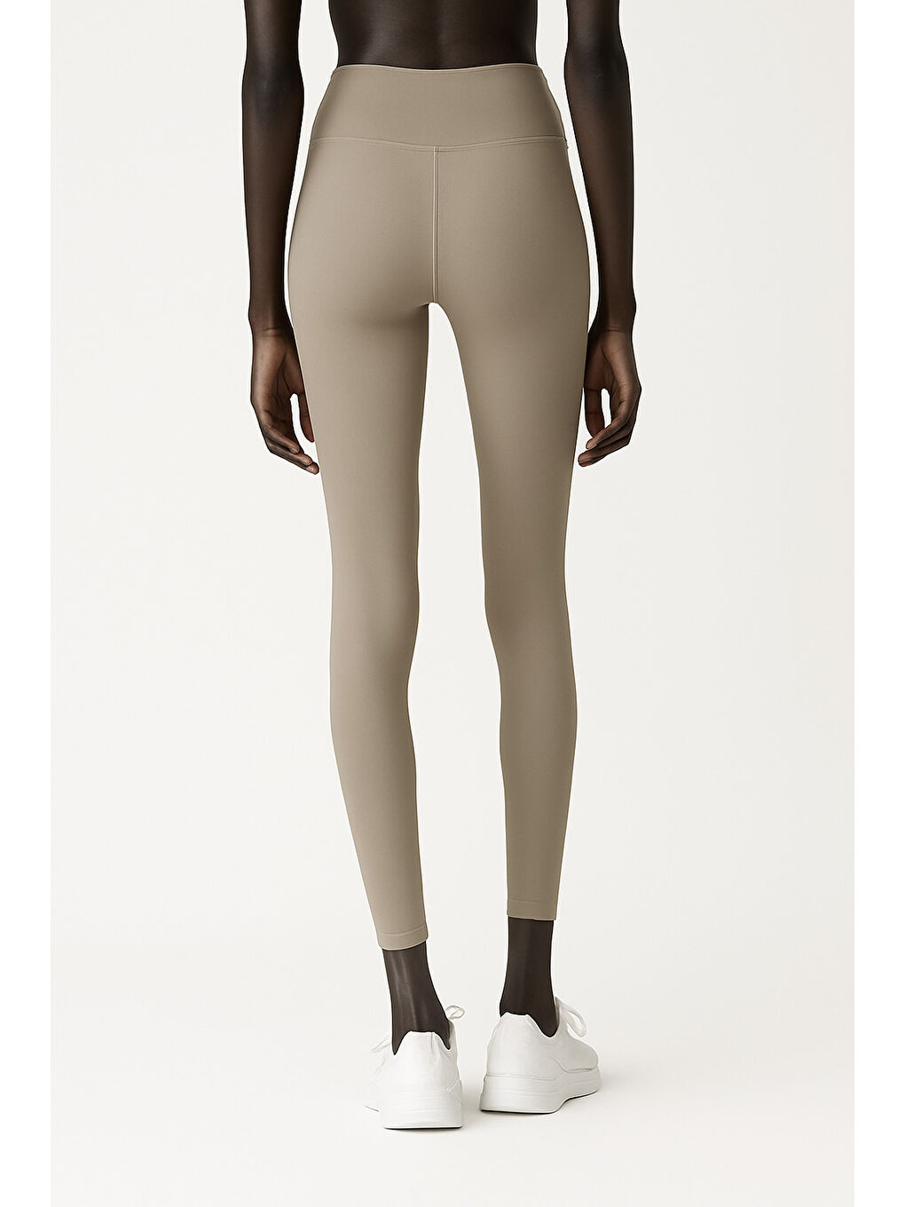 Bej Kadın Yüksek Bel Toparlayıcı Tam Boy Spor Tayt-2