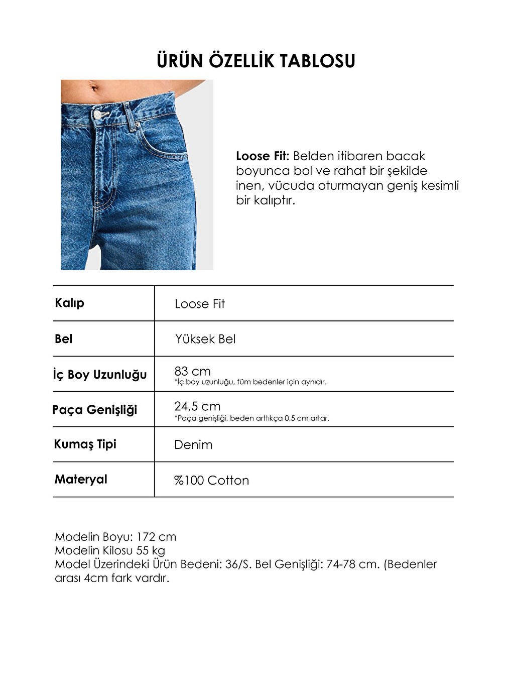 Kadın Mavi Lora 2s6-4 Loose Fit Orta Bel %100 Pamuk Denim Jean-3