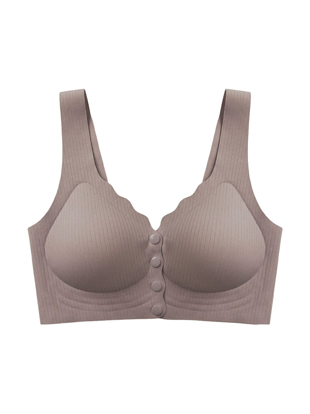 Seamless Bra - Feel | Kahverengi Lazer Kesim Çizgi Detaylı Önü Açılabilir Dikişsiz Kadın Sütyen
