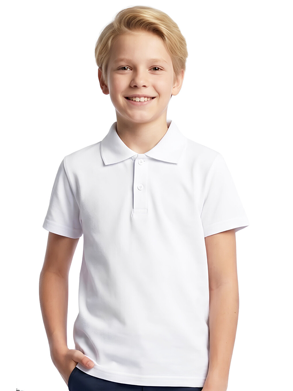 Beyaz 2'li T-shirt -%100 Pamuk Ve Okul Tarz- Erkek Çocuk 5-16 Yaş 12725at-2
