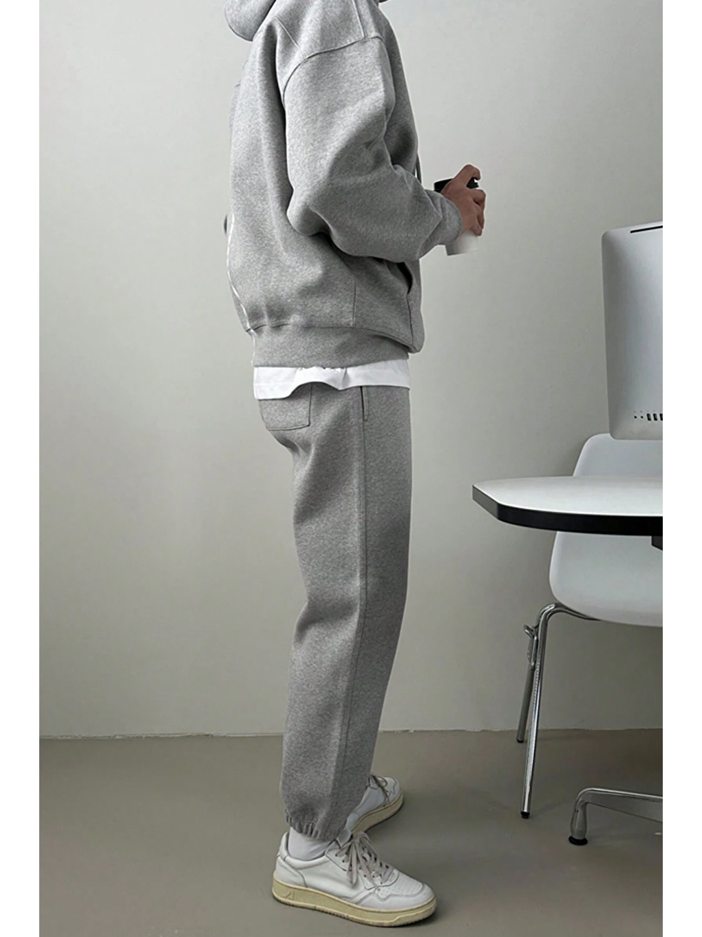 Gri Erkek Eşofman Takımı Şardonlu 3 İplik İçi Polarlı Günlük Eşofman Takımı 3İPLİK-TAKIM-2