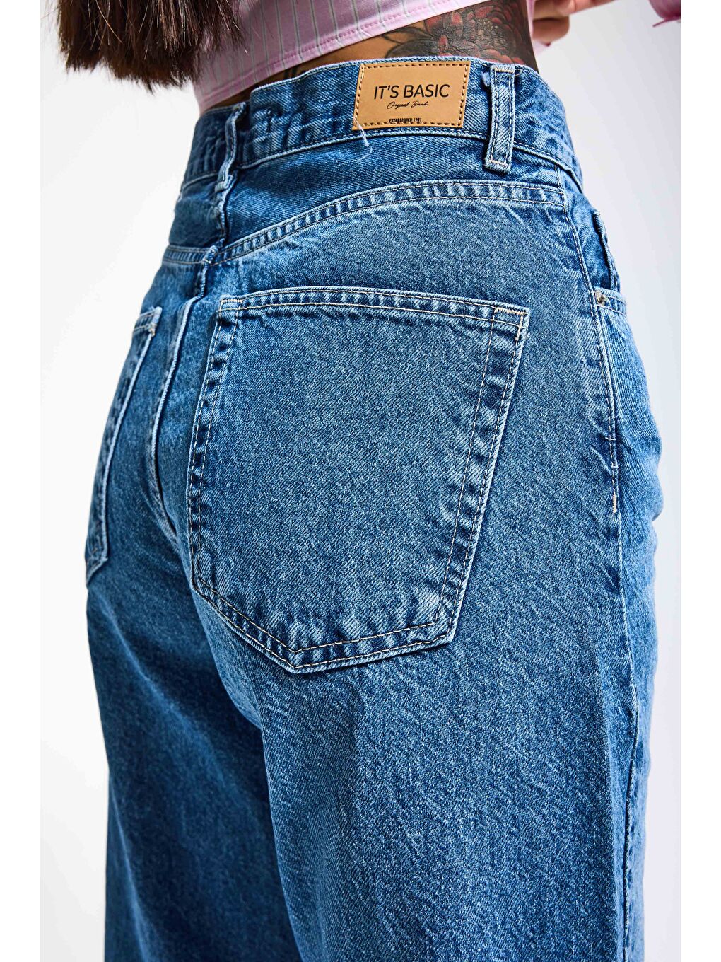 Kadın Mavi Lora 2s6-4 Loose Fit Orta Bel %100 Pamuk Denim Jean-4
