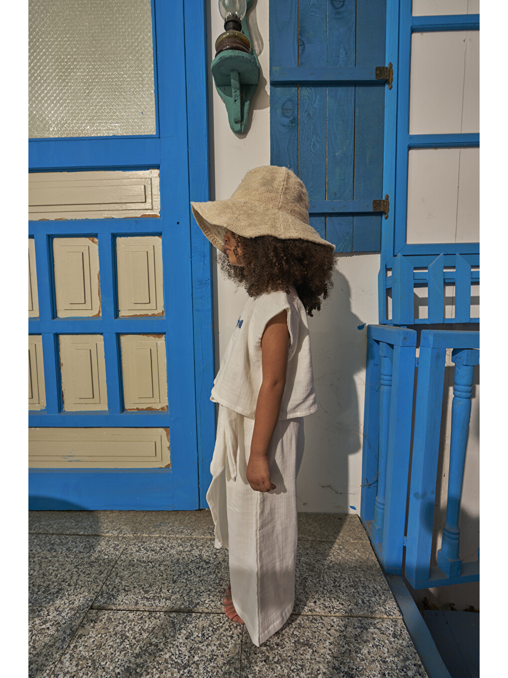 Beyaz Mare Linen Kruvaze Pantolonlu Takım-1