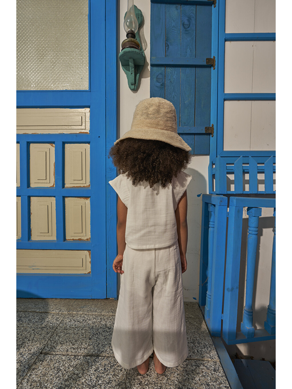 Beyaz Mare Linen Kruvaze Pantolonlu Takım-3