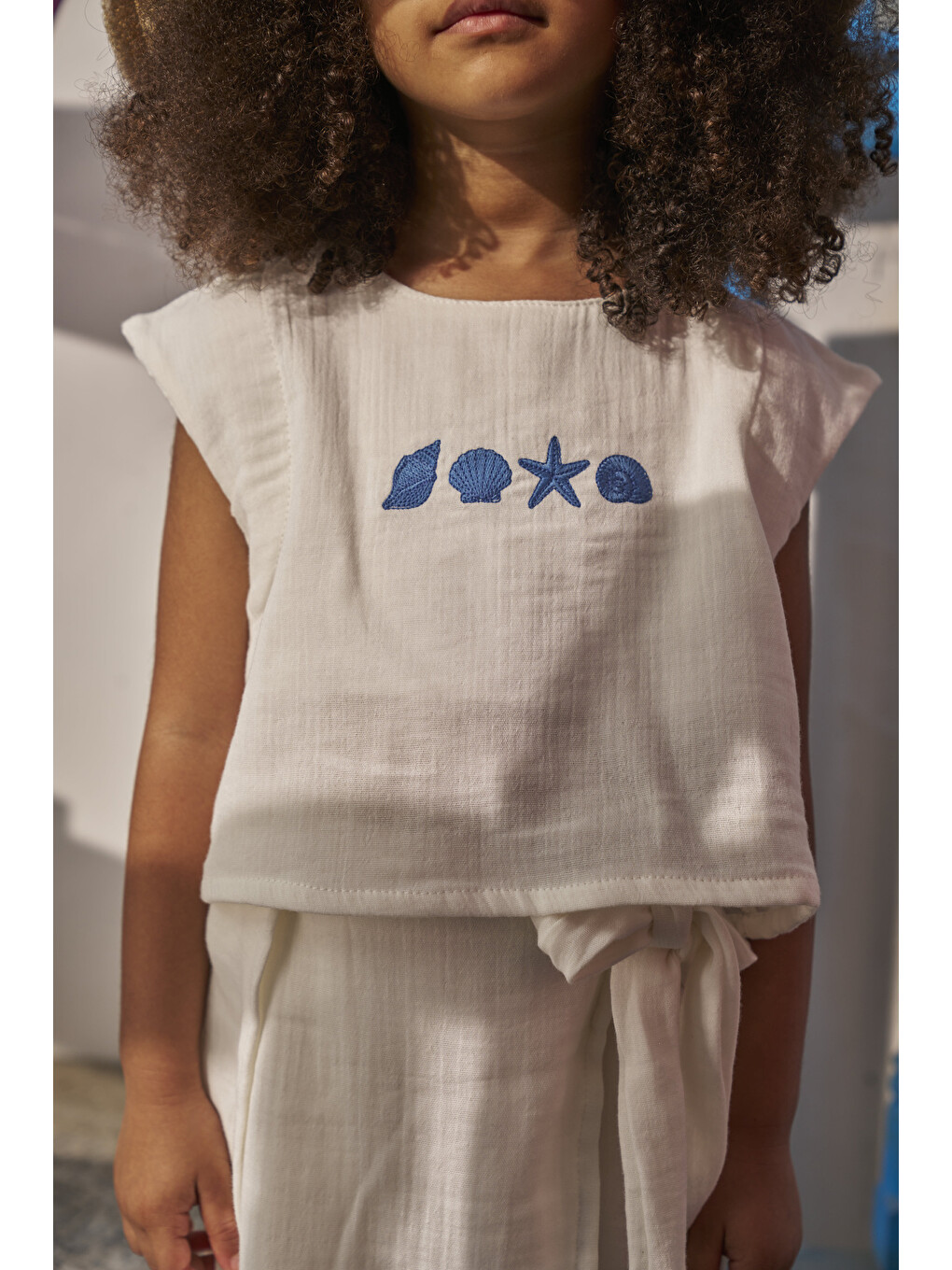 Beyaz Mare Linen Kruvaze Pantolonlu Takım-5