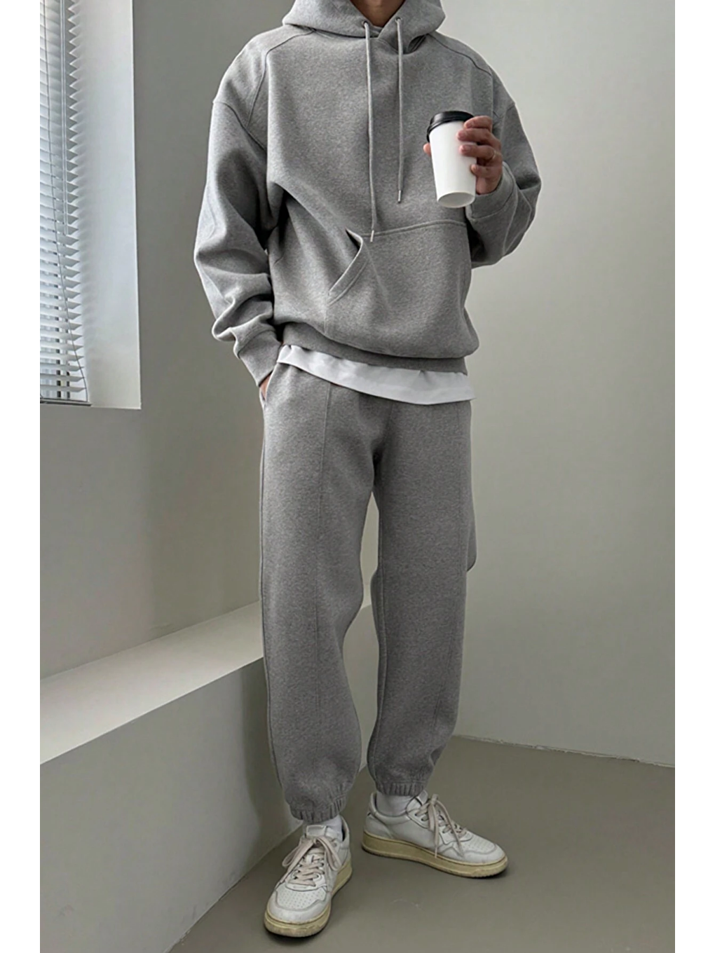 Gri Erkek Eşofman Takımı Şardonlu 3 İplik İçi Polarlı Günlük Eşofman Takımı 3İPLİK-TAKIM-4