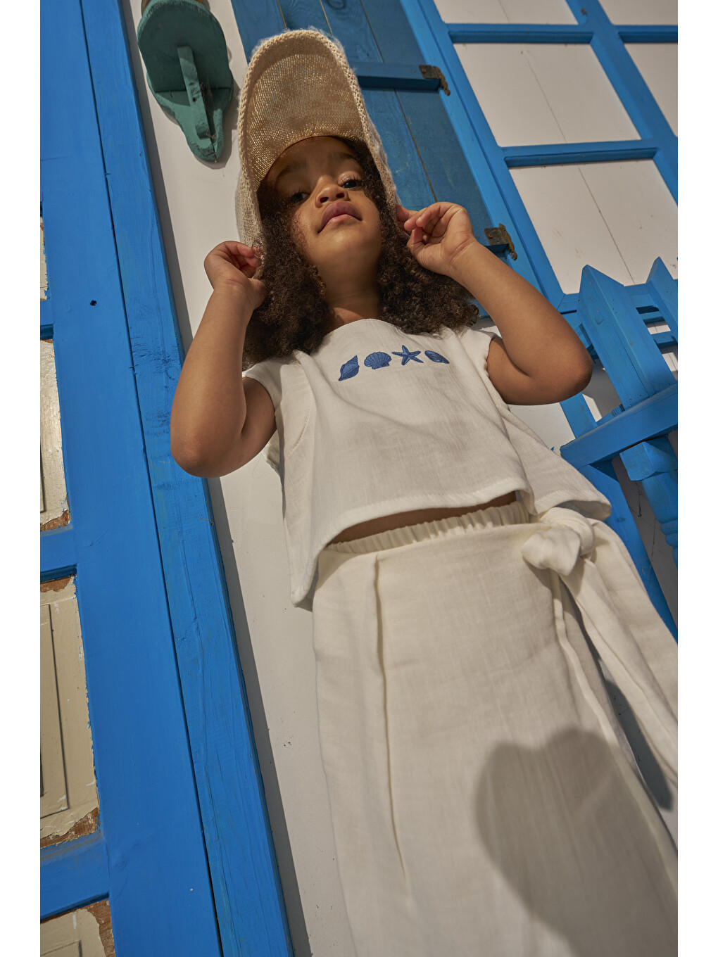 Beyaz Mare Linen Kruvaze Pantolonlu Takım-6