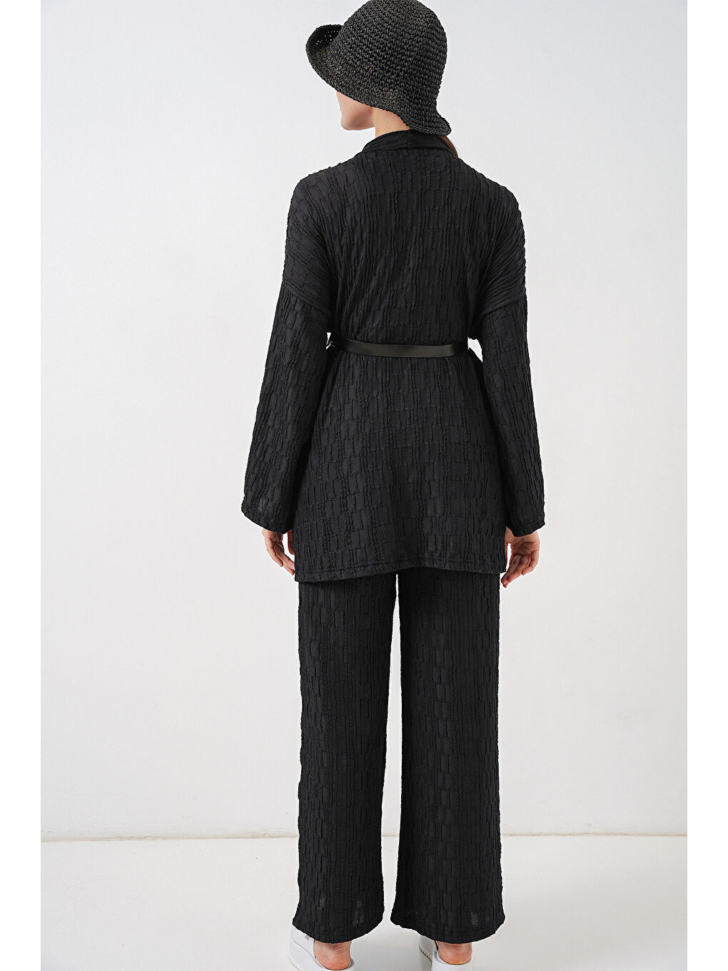 Kadın Kimono Pantolon İkili Takım 30078 - Siyah-6