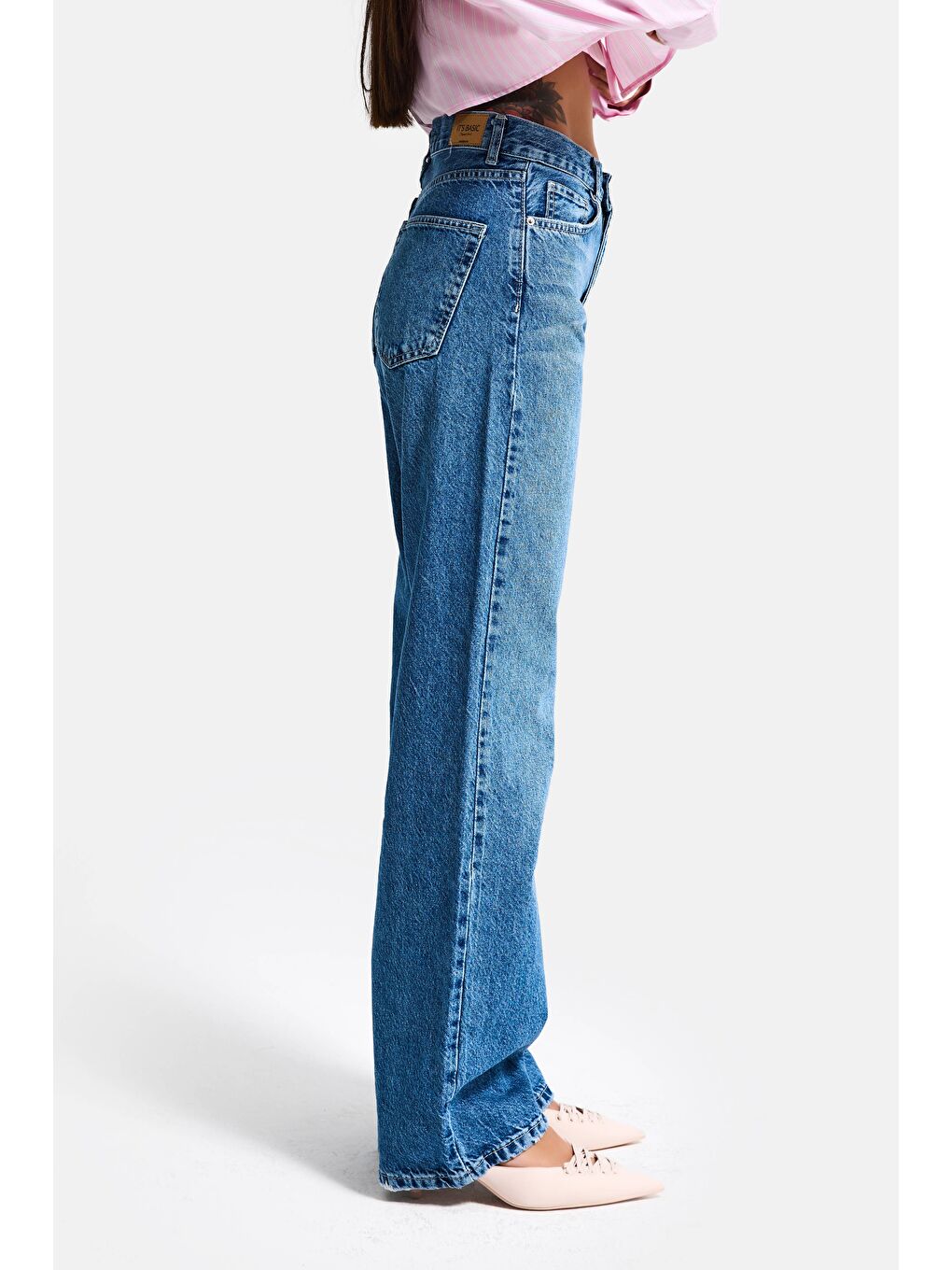 Kadın Mavi Lora 2s6-4 Loose Fit Orta Bel %100 Pamuk Denim Jean-6