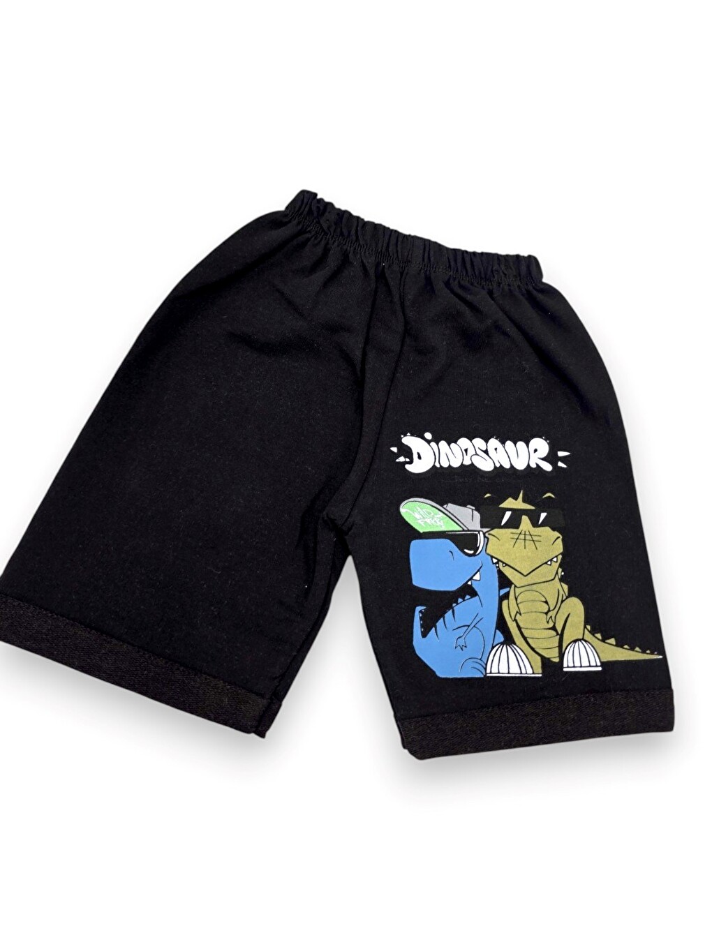 Mavi Erkek Bebek Yazlık Dinozor Baskılı T-shirt Şort 2'li Takım-6