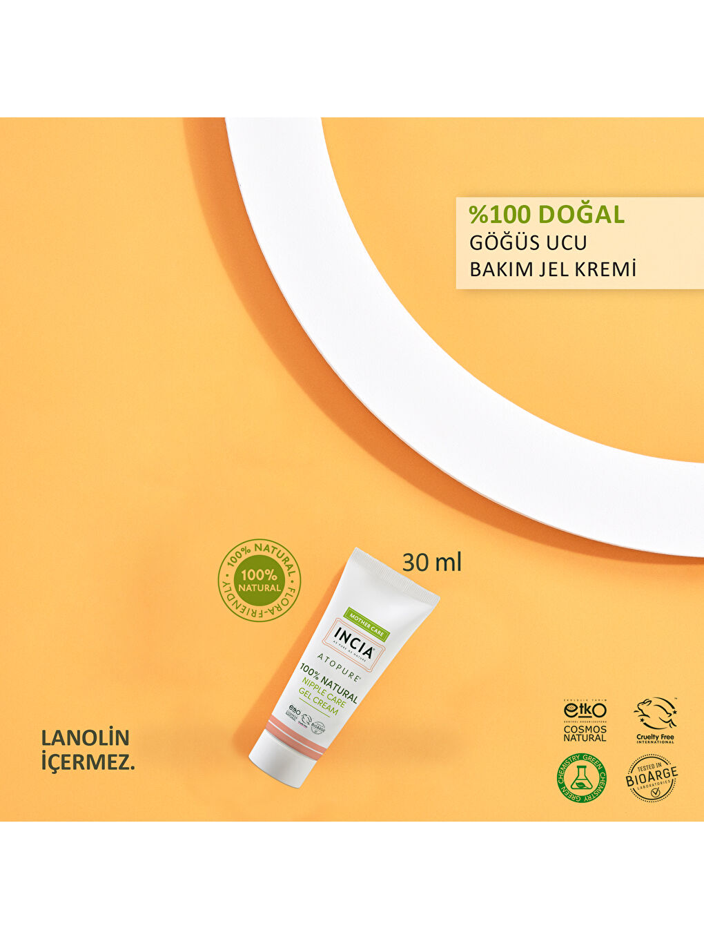 %100 Doğal Göğüs Ucu Bakım Kremi Yumuşatma ve Koruma Lanolin İçermez 30 ml-1