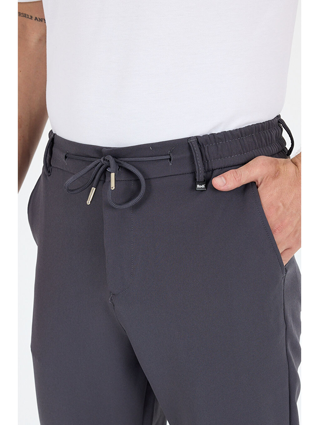 Gri Erkek Duble Kumaş Düz Paça Rahat Kalıp, Cepli, Günlük ve Spor Eşofman Altı Jogger Pantolon-3667-2