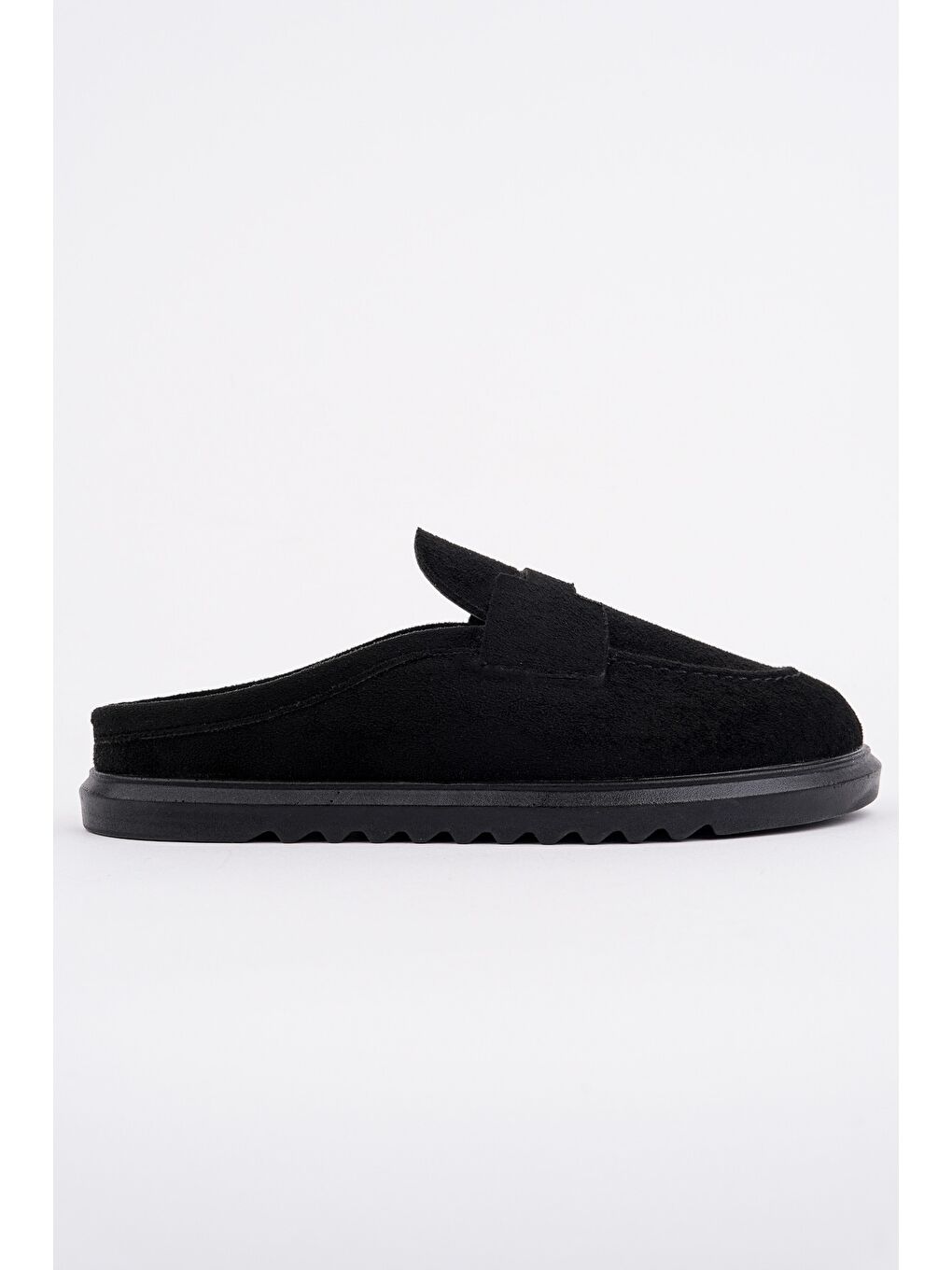 Siyah VİNTAGE Süet Deri Günlük Rahat Önü Kapalı Kadın Loafer Terlik-1