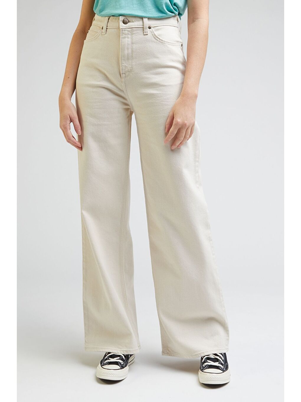 Stella A Line Fit Yüksek Bel Geniş Paça Ekru Esnek Jean Jean Pantolon