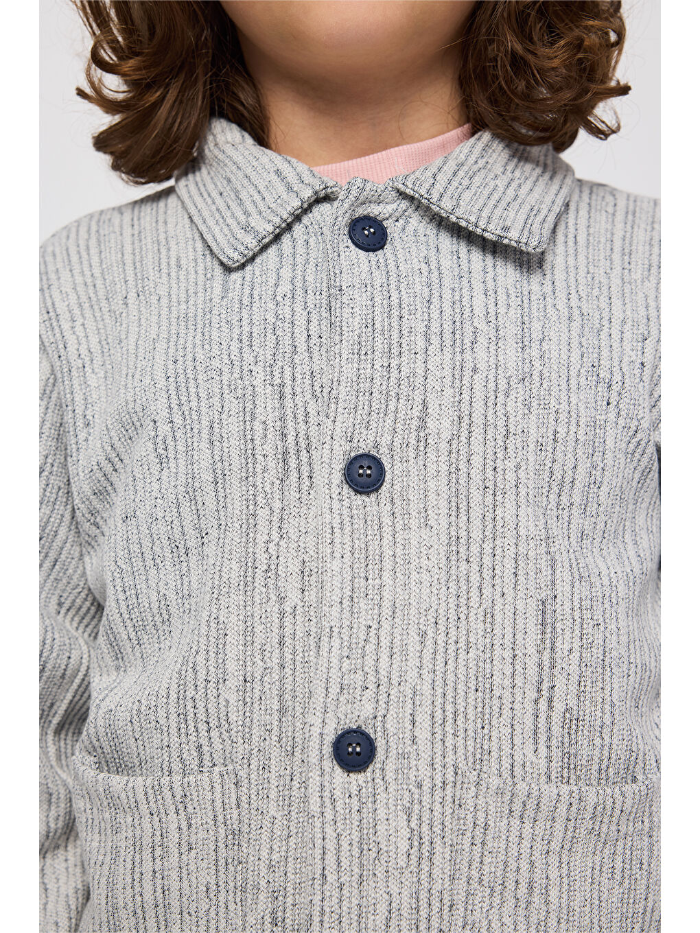 Erkek Çocuk Uzun Kollu Çift Cepli Düğmeli Örme Mavi Ceket-4