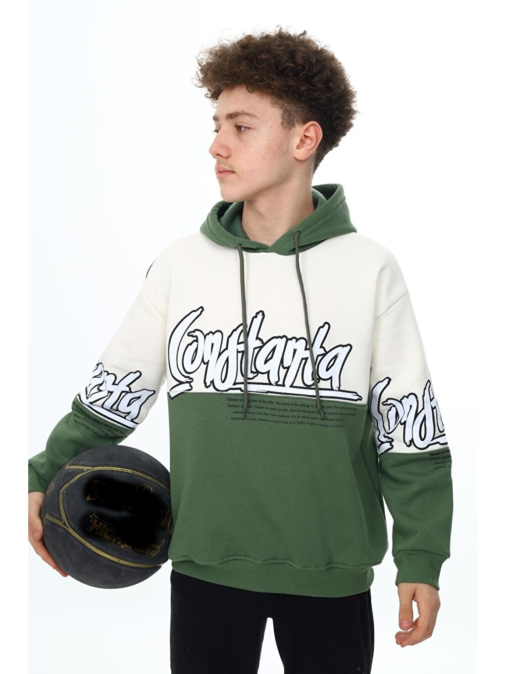 angelos Haki Erkek Çocuk Oversize Kapüşonlu Garnili Sweatshirt 10 14 Yaş 7170