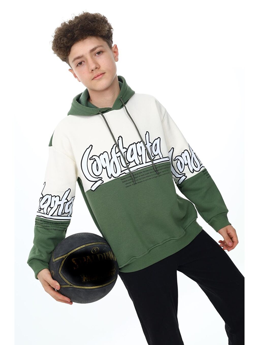 angelos Haki Erkek Çocuk Oversize Kapüşonlu Garnili Sweatshirt 10 14 Yaş 7170 - 1