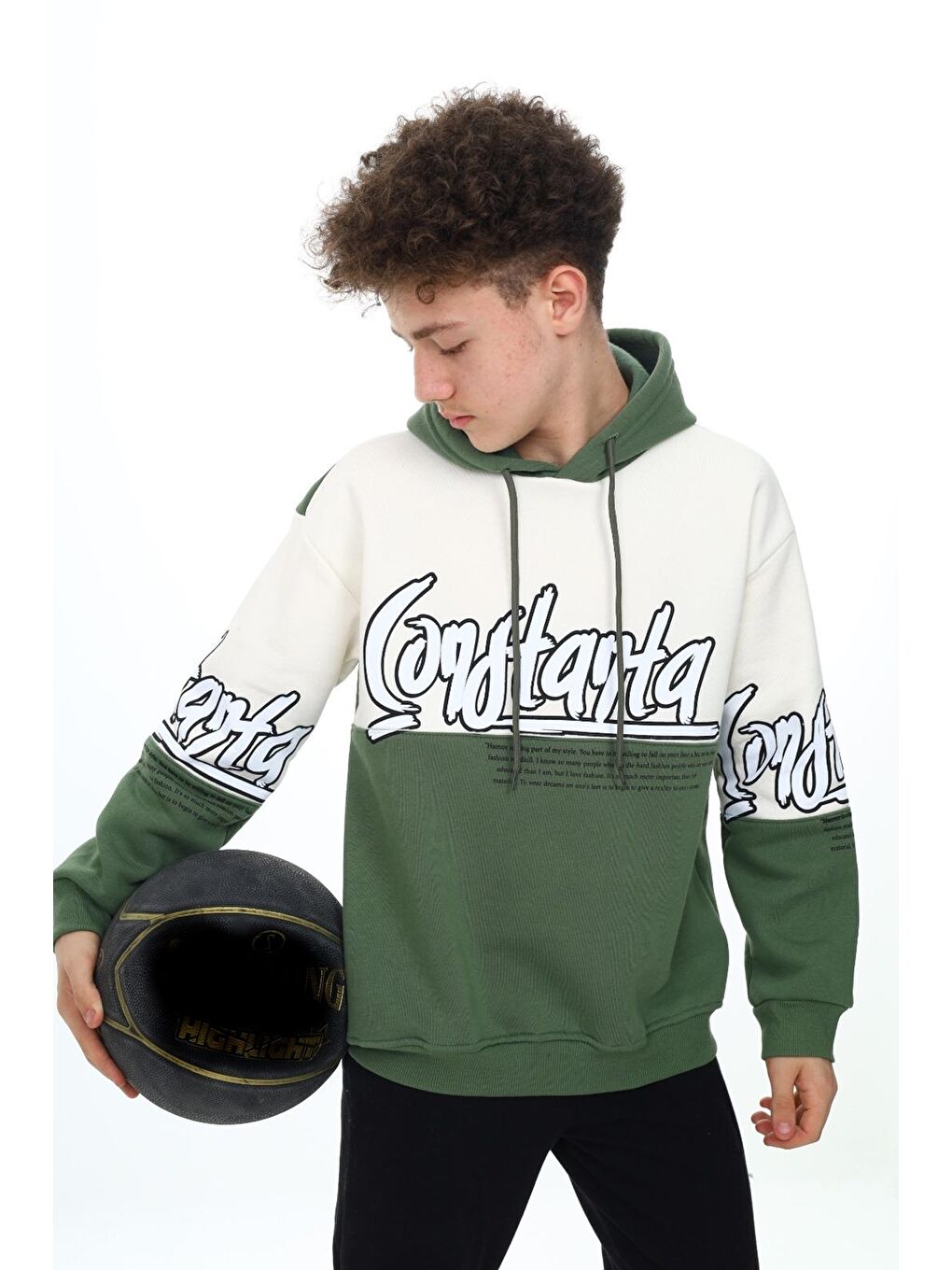 angelos Haki Erkek Çocuk Oversize Kapüşonlu Garnili Sweatshirt 10 14 Yaş 7170 - 3