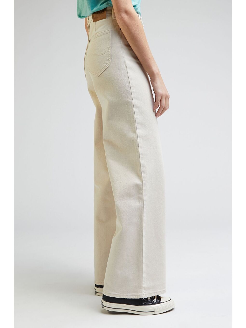 Stella A Line Fit Yüksek Bel Geniş Paça Ekru Esnek Jean Jean Pantolon-2