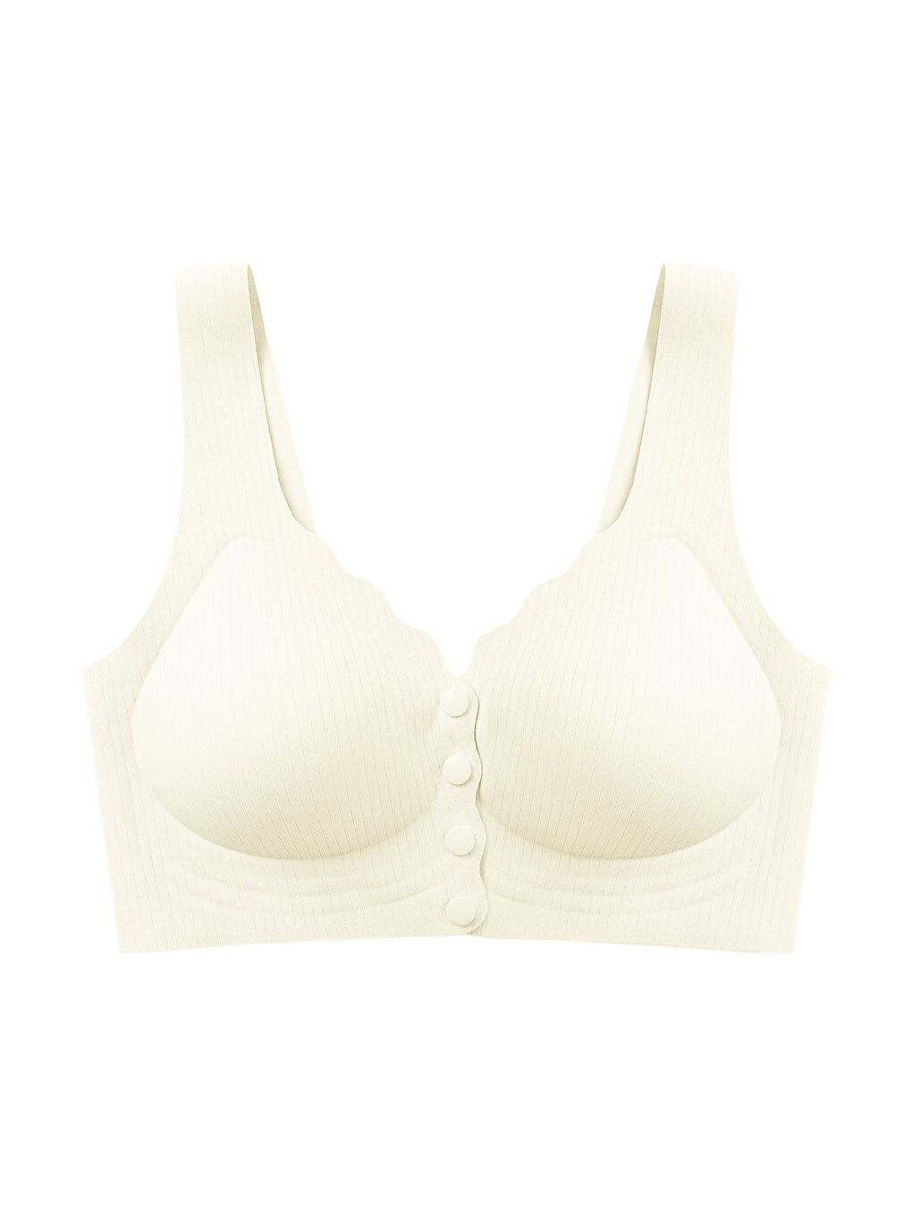 Ekru Seamless Bra - Feel | Krem Lazer Kesim Çizgi Detaylı Önü Açılabilir Dikişsiz Kadın Sütyen