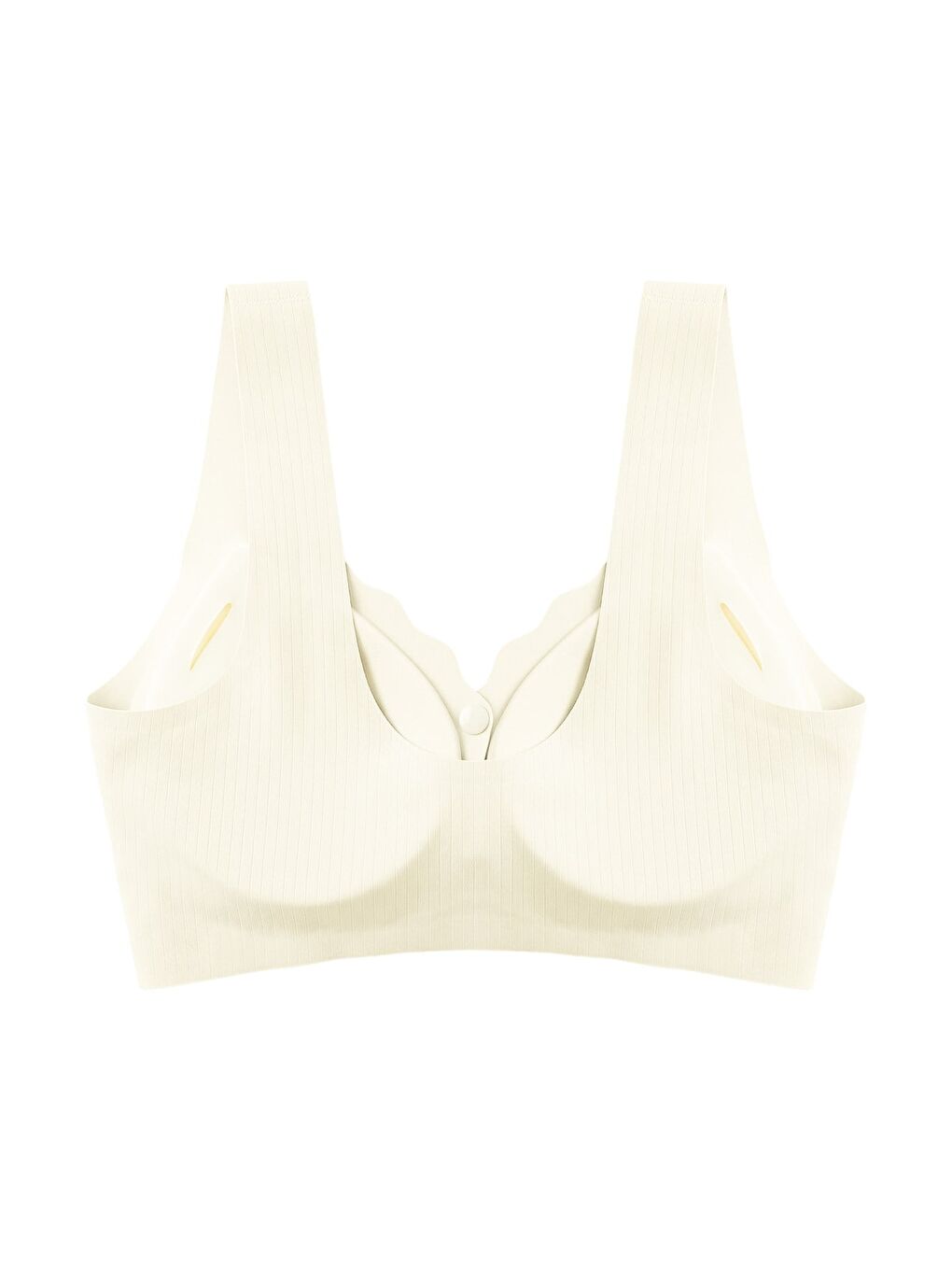 Ekru Seamless Bra - Feel | Krem Lazer Kesim Çizgi Detaylı Önü Açılabilir Dikişsiz Kadın Sütyen-1