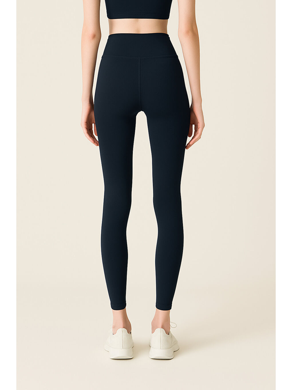 Lacivert Kadın Yüksek Bel Toparlayıcı Tam Boy Spor Tayt-2