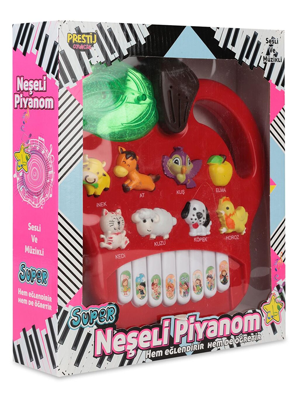 Kutulu Hayvanlı Pilli Elmalı Piyano - Kırmızı-1
