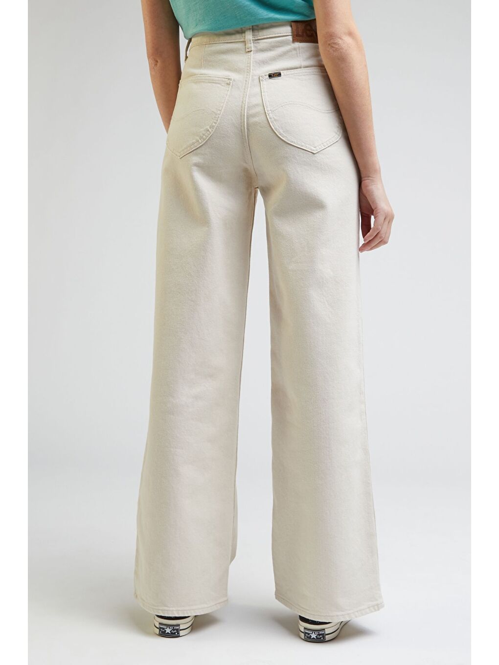 Stella A Line Fit Yüksek Bel Geniş Paça Ekru Esnek Jean Jean Pantolon-3