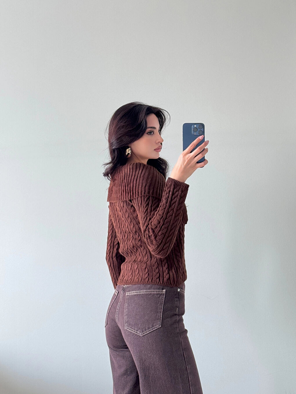 Kahverengi Kadın Kahve Fermuarlı Hırka 1014-2406-1