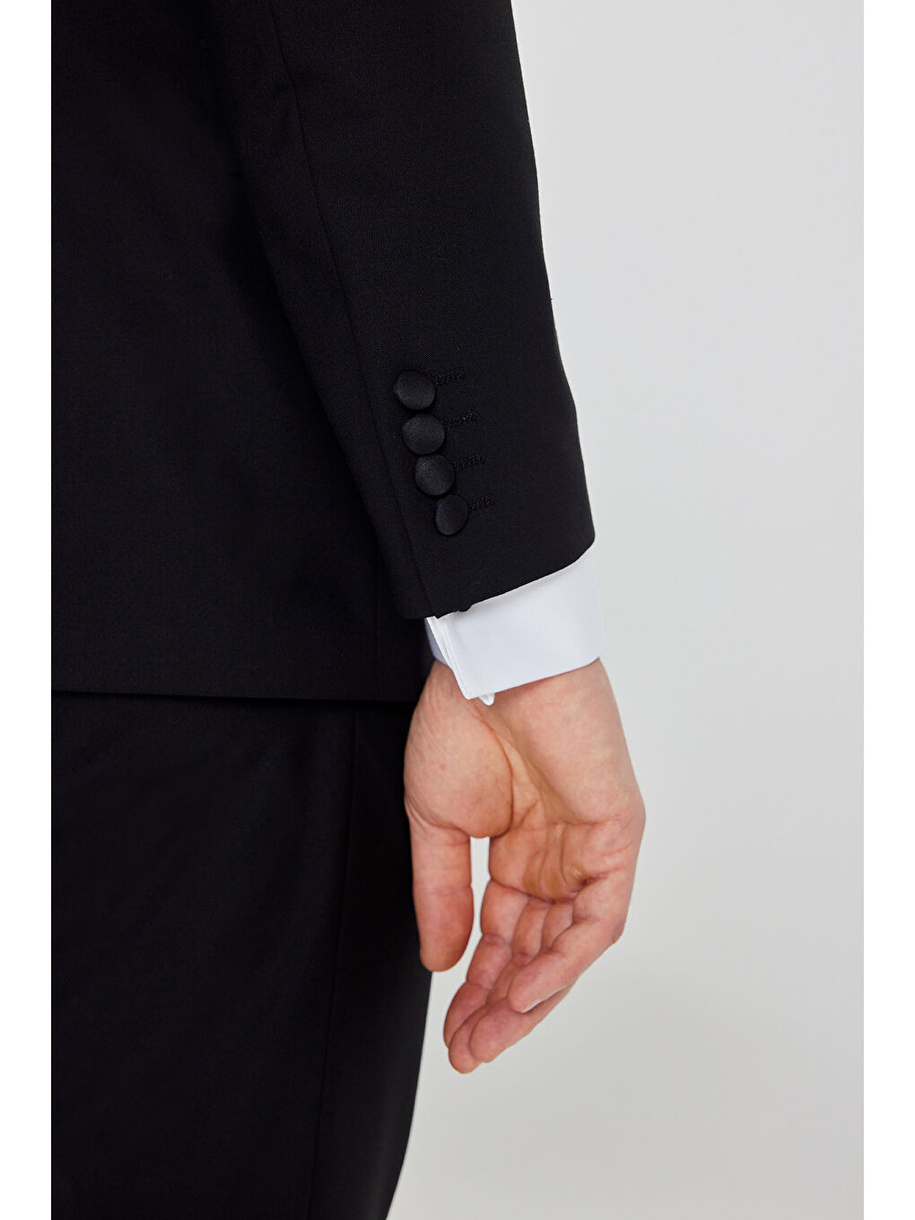 Erkek Siyah Yünlü Slim Fit Dar Kesim Çıkma Şal Yaka Beli Gizli Lastikli Kapak Cepli Yelekli Smokin-7