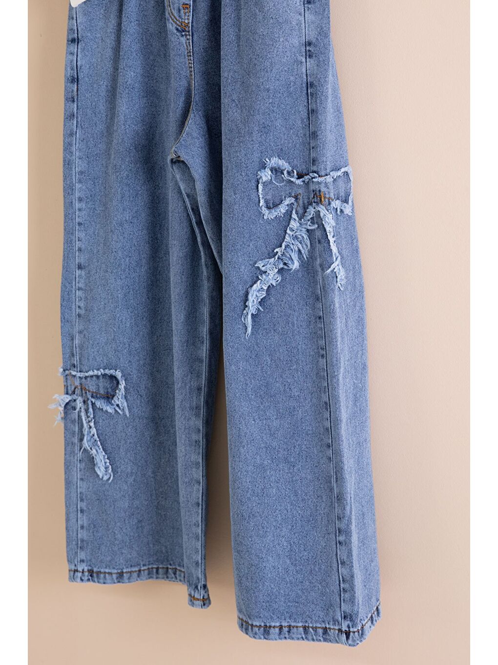 Mavi Fiyonk Detaylı Kız Çocuk 2li Takım 23415-3