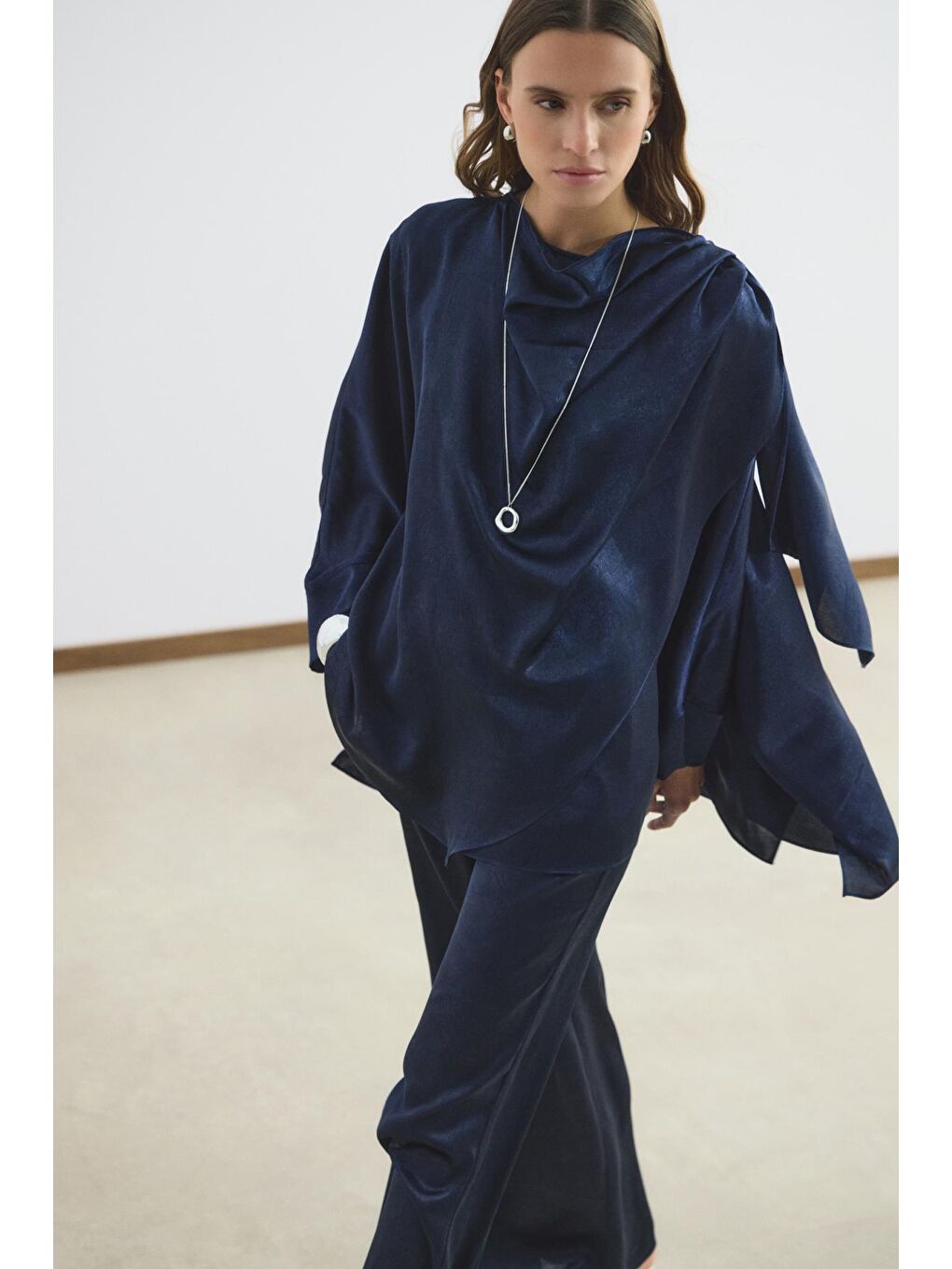 Şal Yaka Detaylı Pantolon Takım Lacivert-1