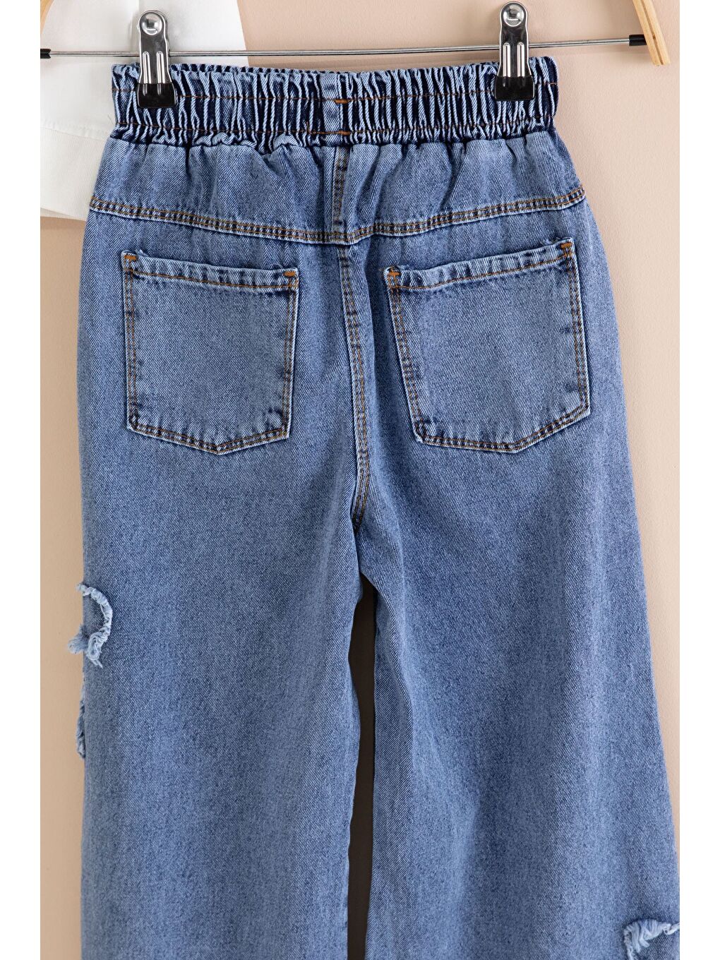 Mavi Fiyonk Detaylı Kız Çocuk 2li Takım 23415-4