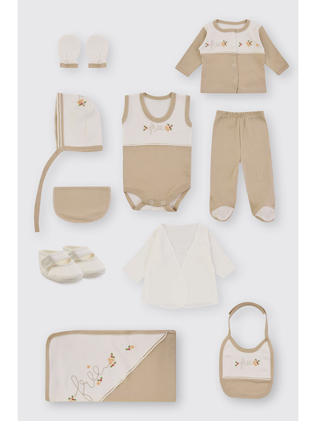 Kahverengi Yenidoğan Kahve 10'lu Hastane Çıkış Seti