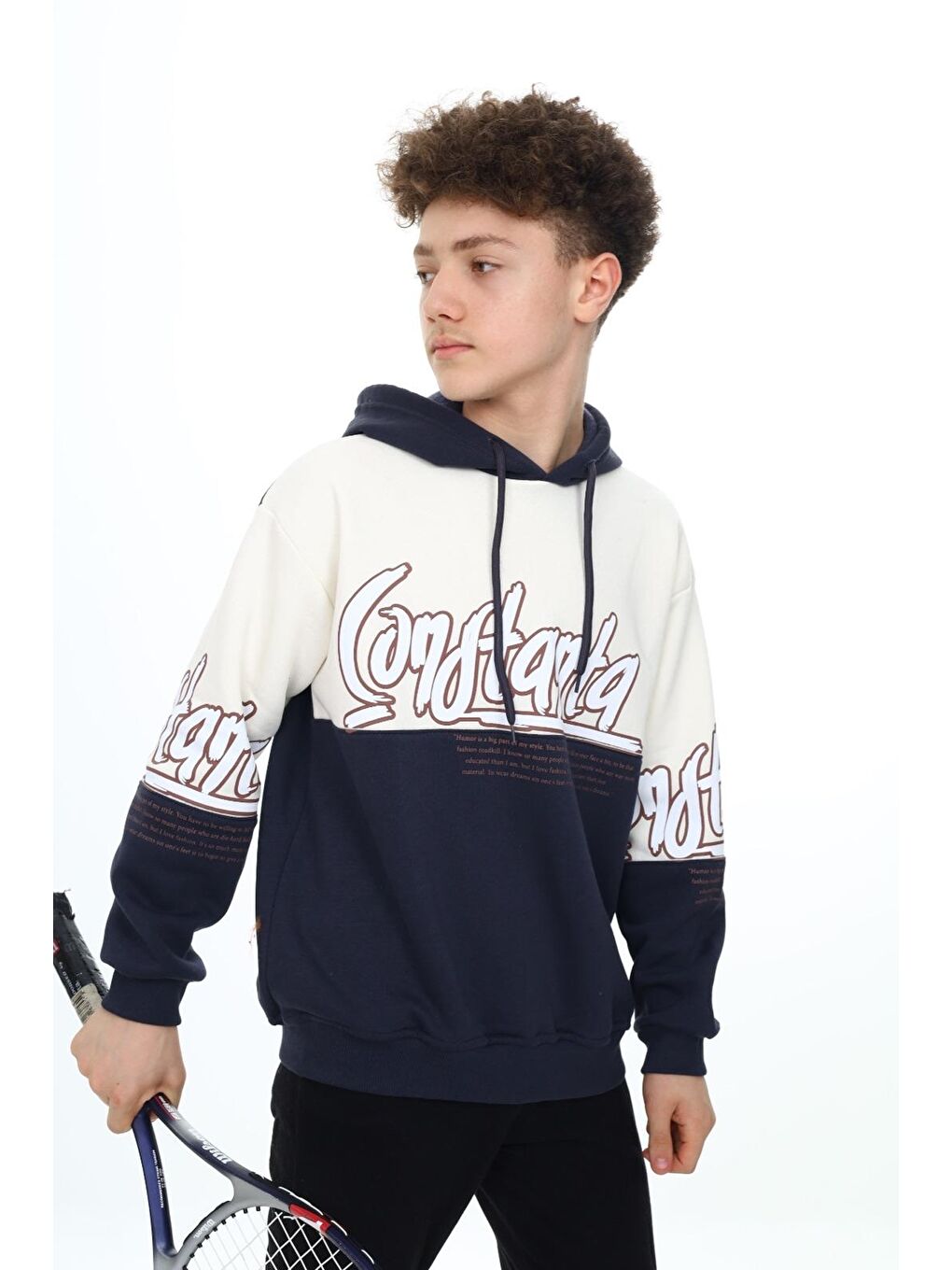 angelos Siyah Erkek Çocuk Oversize Kapüşonlu Garnili Sweatshirt 10 14 Yaş 7170 - 2