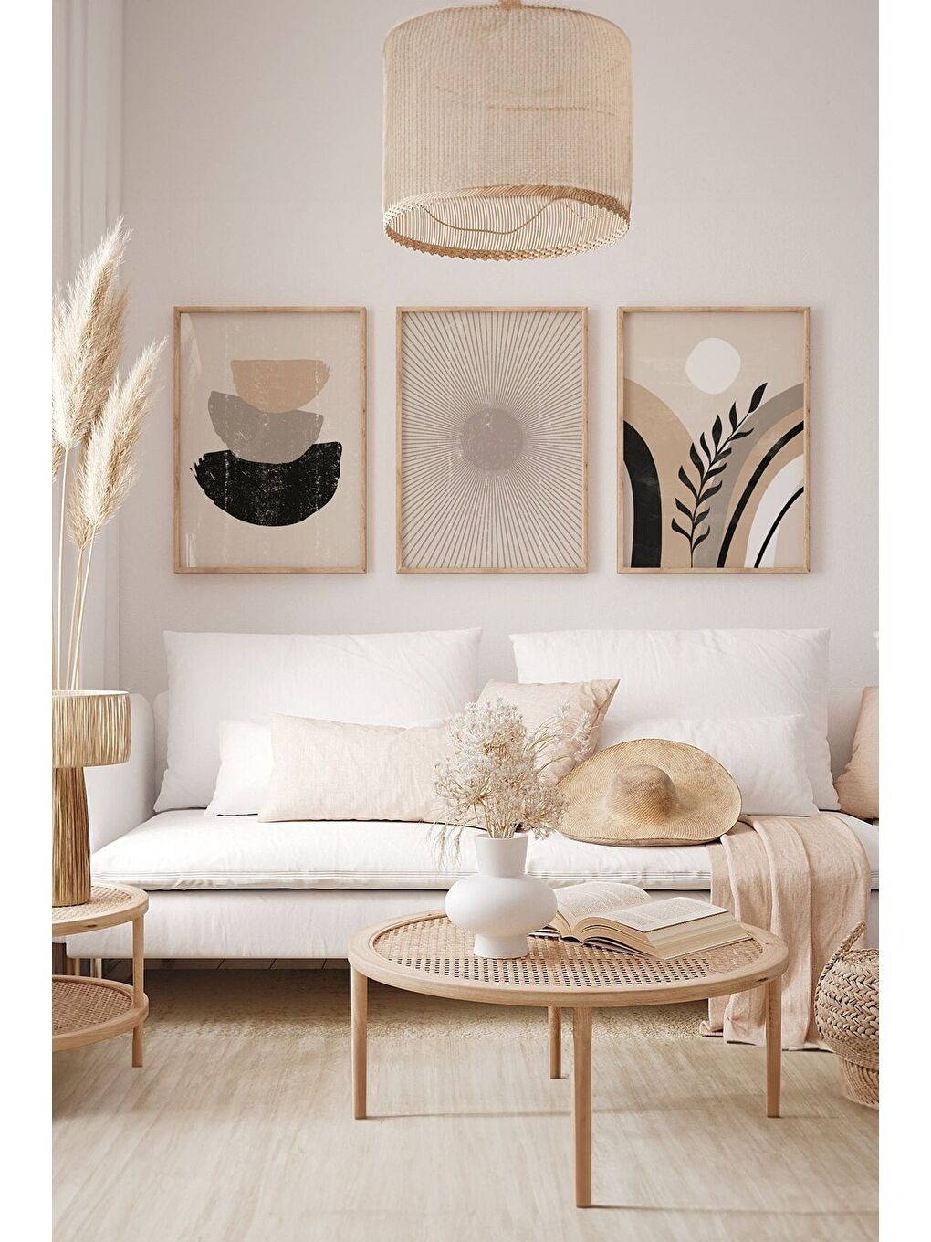 Beyaz 3 Parça Çerçeve Görünümlü Mdf Tablo Seti 33x48 cm - ARTSYCLLCT38