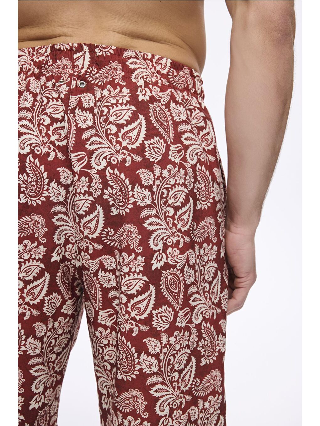 Etnik Desenli Bordo Erkek Kısa Havuz Ve Deniz Şortu 5050-2