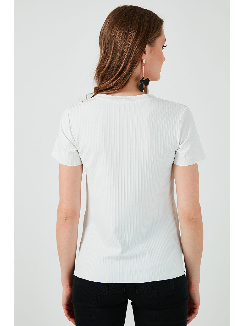 Ekru Bisiklet Yaka Yırtmaç Detaylı Kadın Bluz 5863431-4