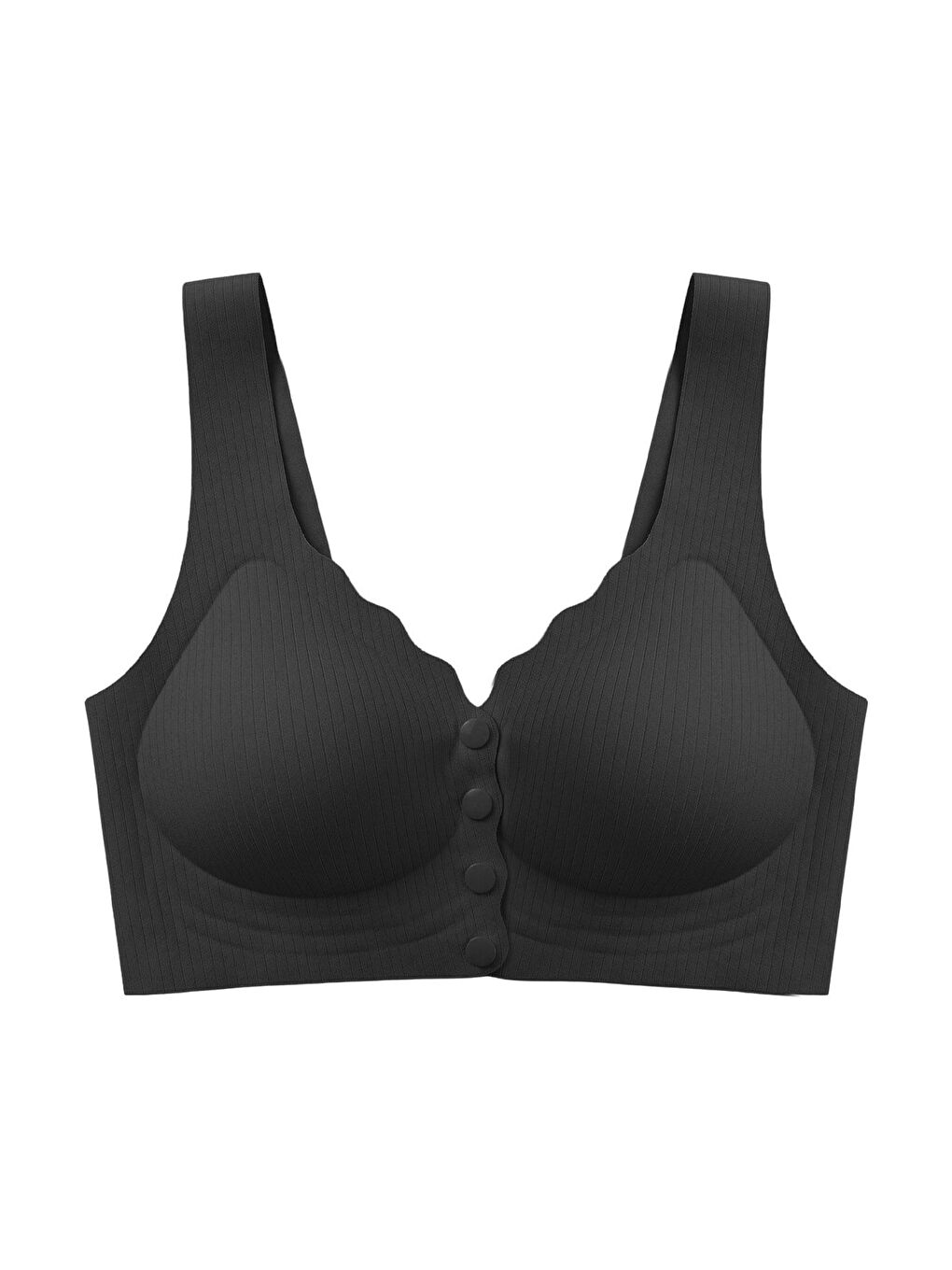 Seamless Bra - Feel | Siyah Lazer Kesim Çizgi Detaylı Önü Açılabilir Dikişsiz Kadın Sütyen