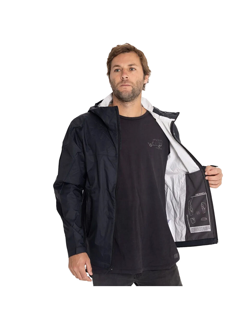 Fallon Rain Shell Erkek Siyah Yağmurluk-1