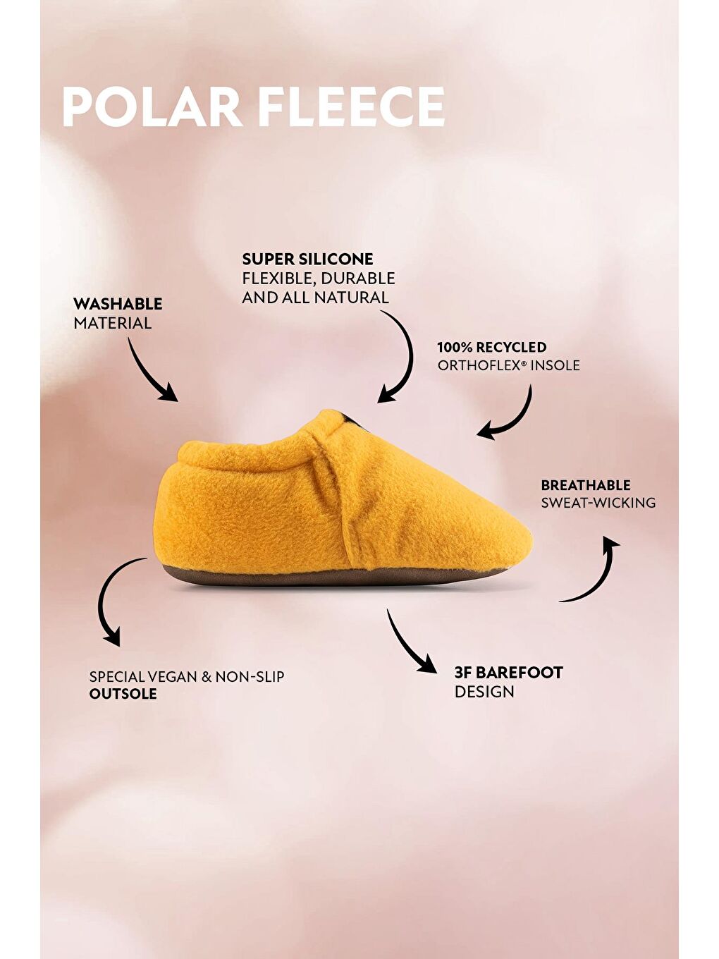 Polar Fleece Sarı Polar Barefoot Patik (Hediye Seti)-1