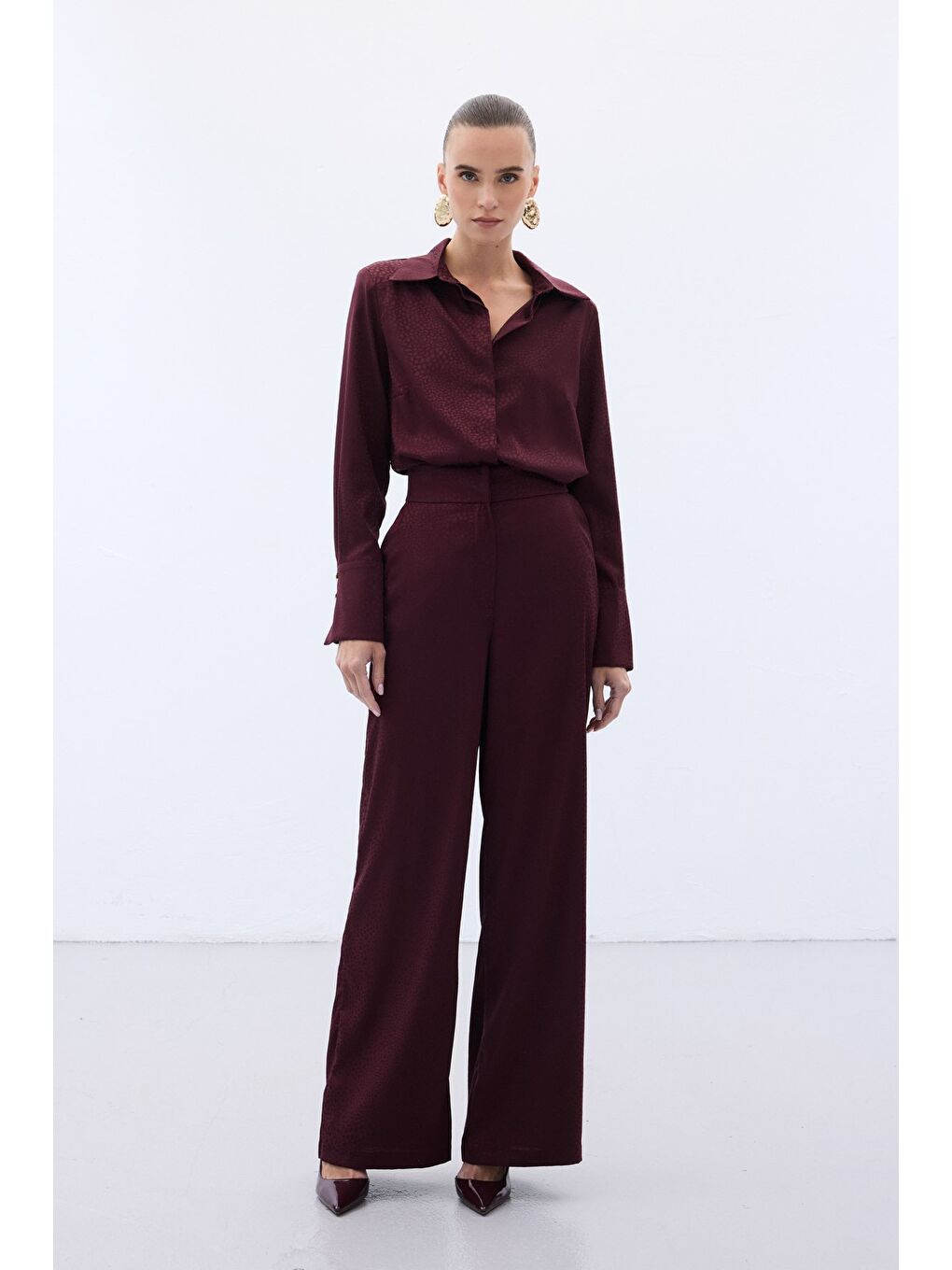 Jakarlı Pantolon - Bordo
