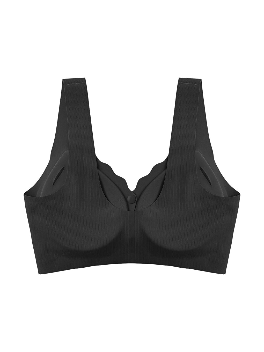 Seamless Bra - Feel | Siyah Lazer Kesim Çizgi Detaylı Önü Açılabilir Dikişsiz Kadın Sütyen-1