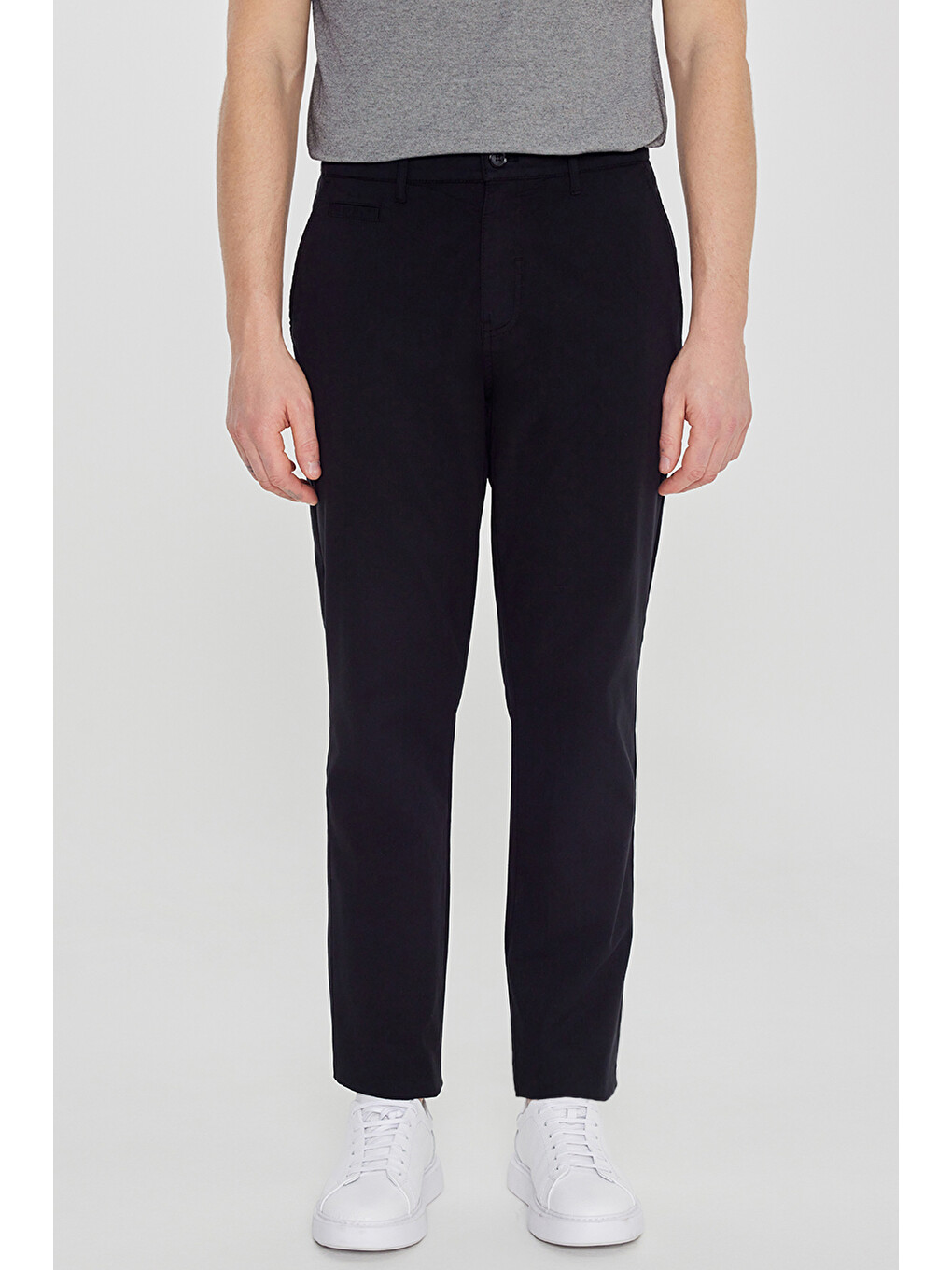 Erkek Siyah Pamuklu Slim Fit Dar Kesim Yan Cepli Armürlü Esnek Pantolon-1