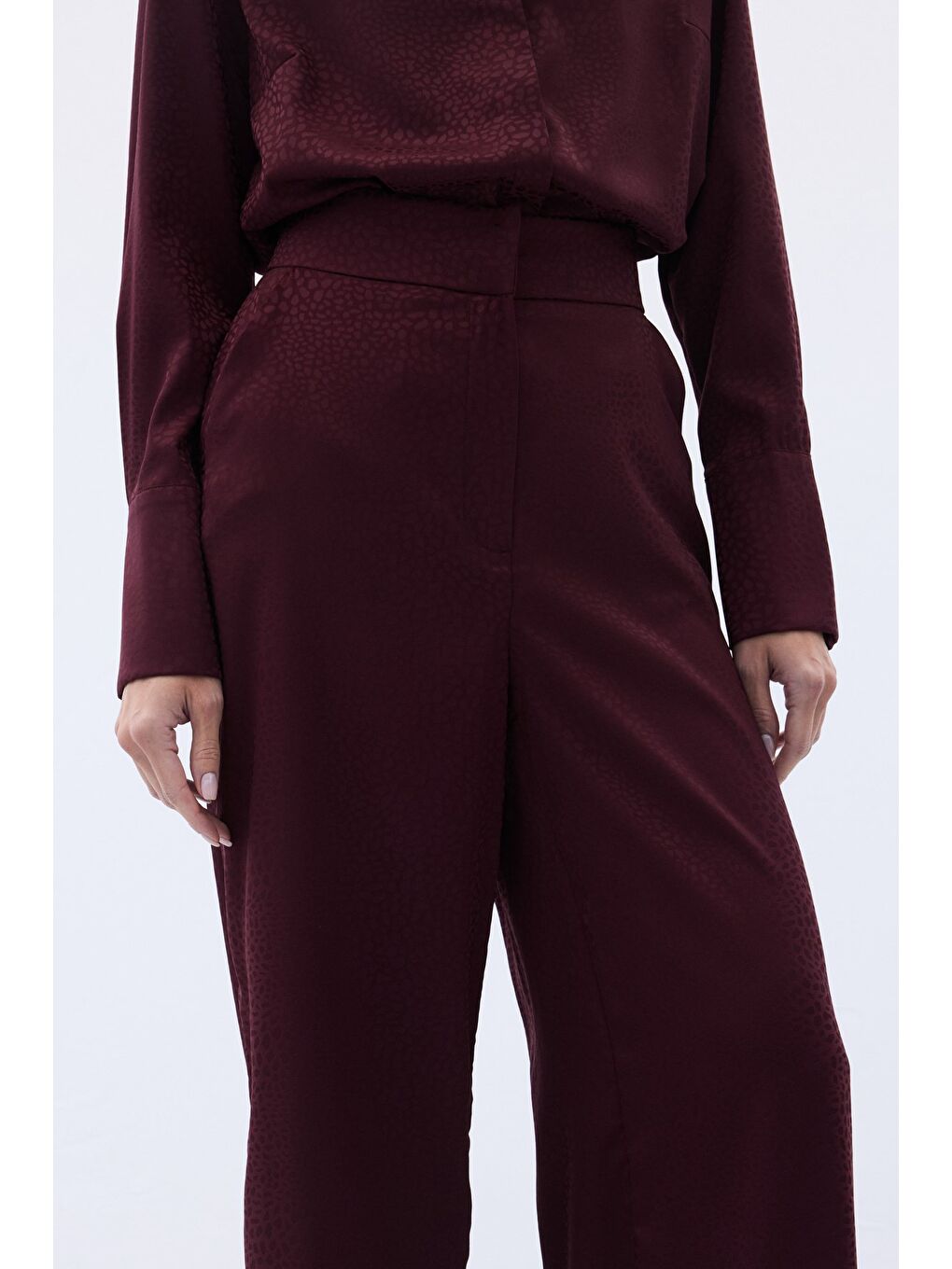 Jakarlı Pantolon - Bordo-5
