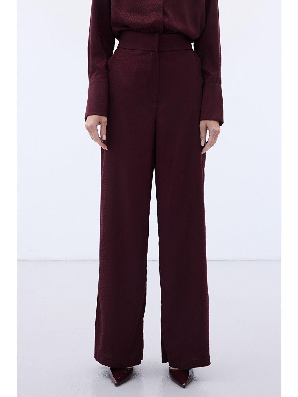 Jakarlı Pantolon - Bordo-6