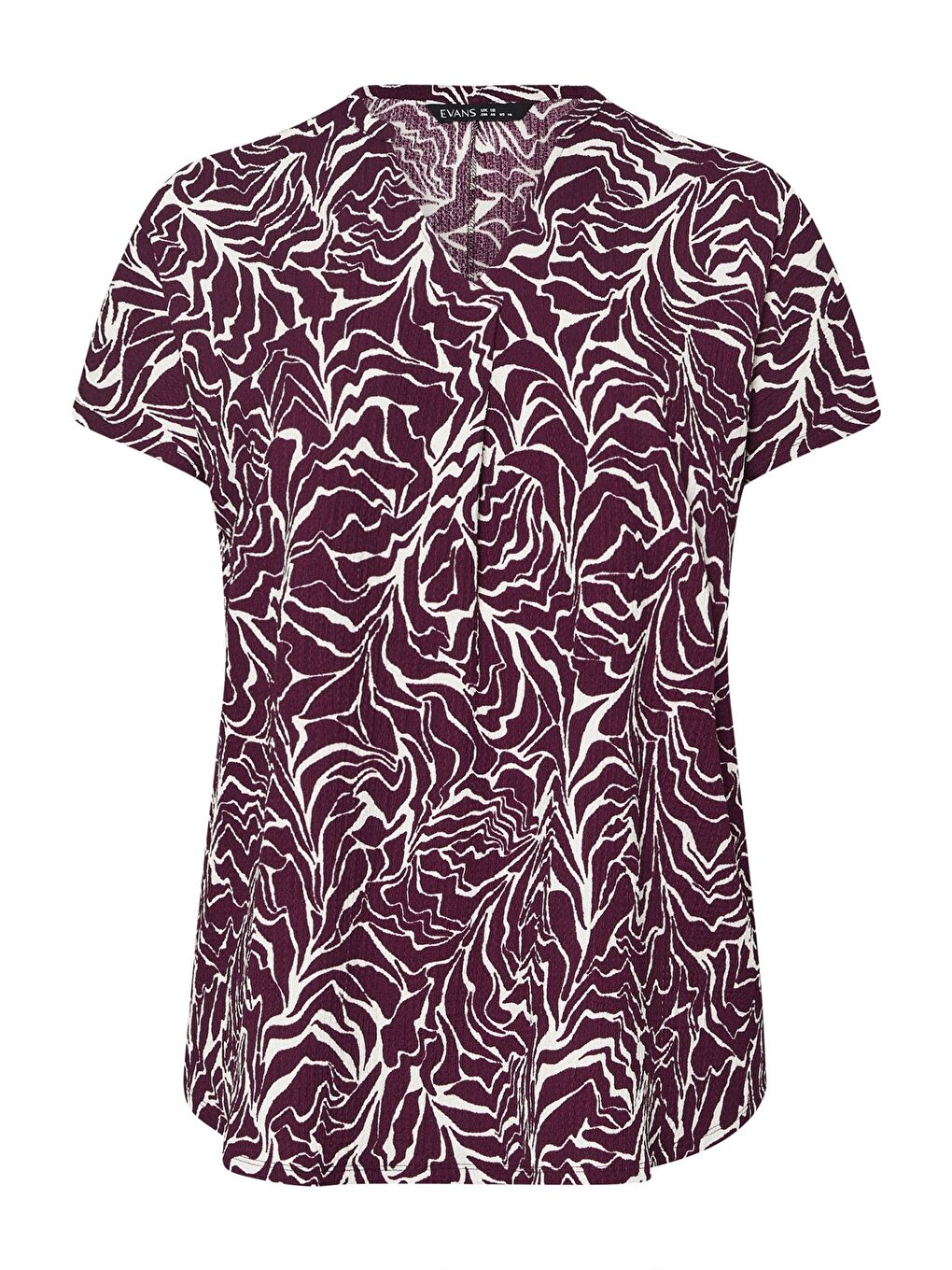 Mürdüm Büyük Beden V Yaka Kısa Kollu Soyut Desenli Asimetrik Kesim T-shirt 616219-5