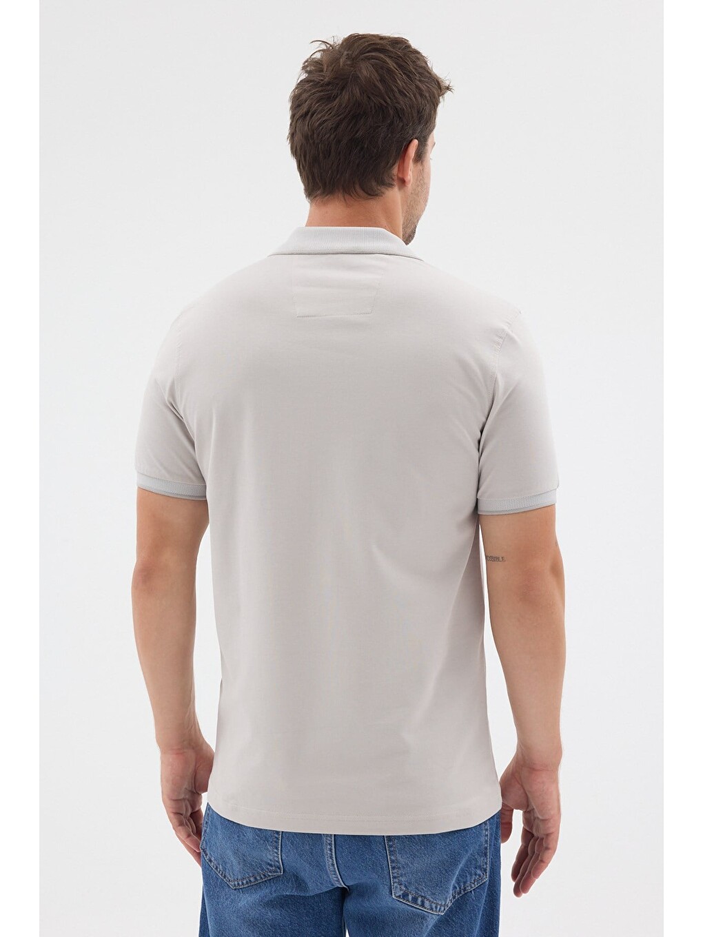 Bej Taş Polo Yaka Pike Kısa Kol Slim Fit %100 Pamuk Tişört 1011260171-4